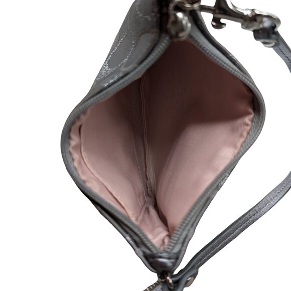 COACH Signature Legacy Striped Wristlet Grey Silver Jacquard Logo Wallet Clutch - Picture 9 of 10